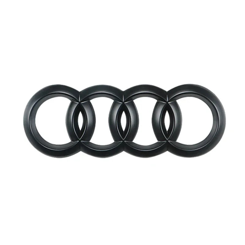 Audi black/silver four ring ABS front hood grille, rear luggage badge sticker, suitable for Audi A1 A3 A4 A5 A6 A7 A8 Q5 Q7 Q8