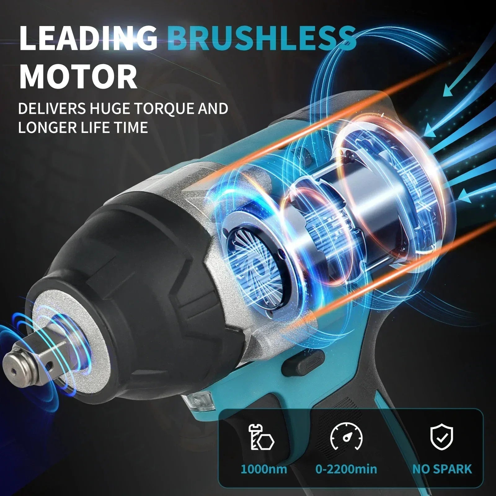 New Makita DTW700 1000N.M Torque Brushless Electric Impact Wrench Cordless Electric Drill 1/2"Wrench Power Tools For 18V Battery