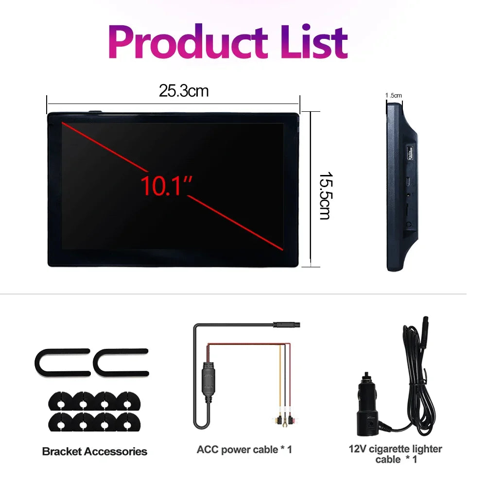 10.1 Inch HD 1280*720 Android Car Headrest Monitor Back Seat Multimedia Player Apple Carplay Ambient Lights BT SD Android Auto