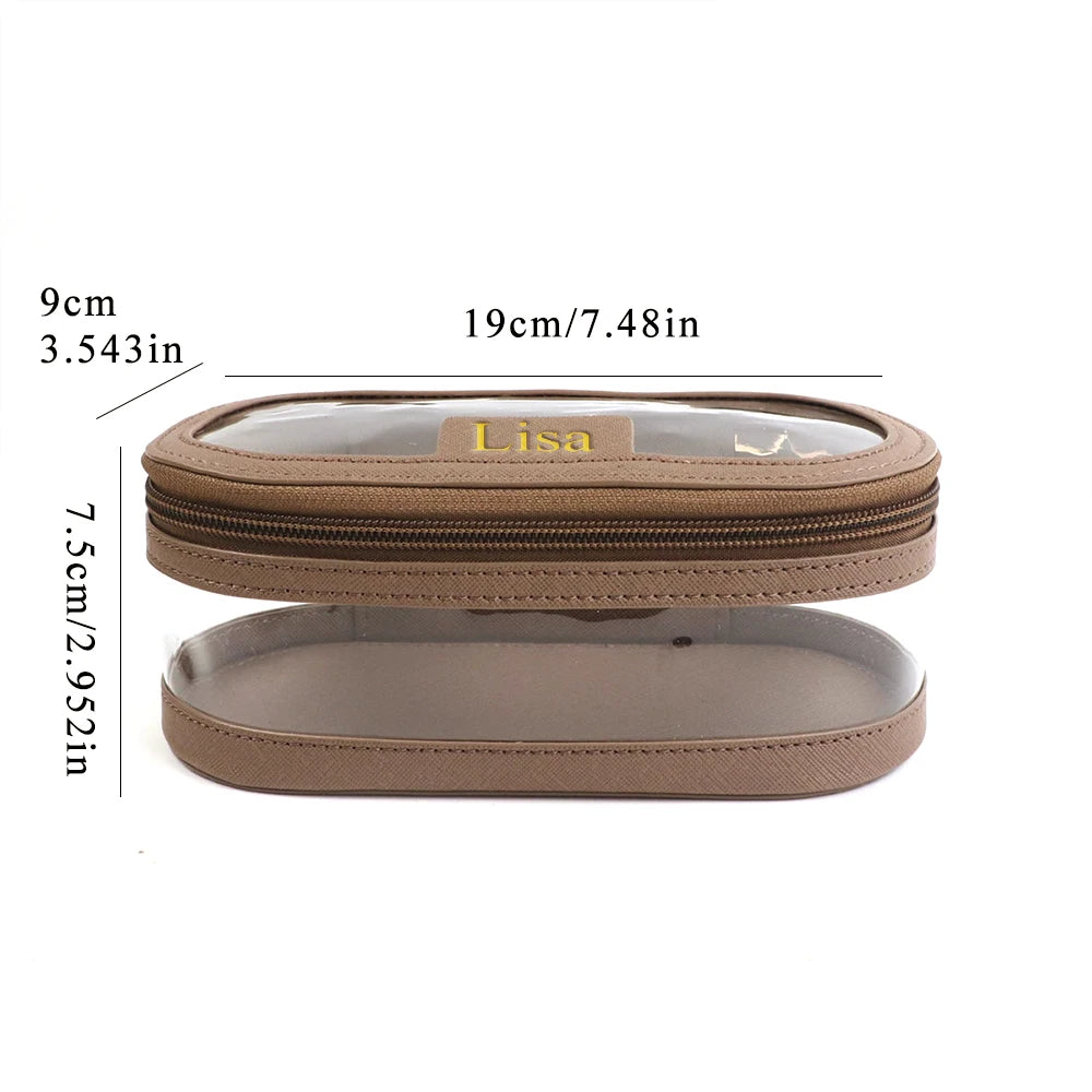 Customized Name Multi-Color PU Leather PVC Makeup and Washroom Bag with Large Storage Capacity and Waterproof Makeup Bag