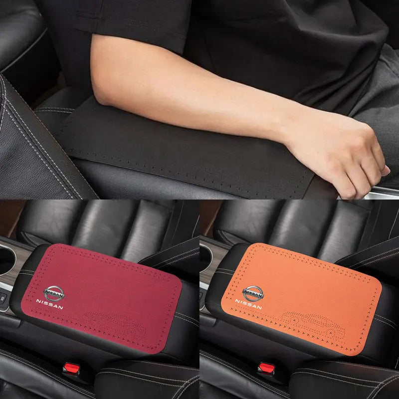 Leather Car Armrest Box Height Pad Universal Leather Armrest Cushion For Nissan  X-Trail Qashqai Micra NOTE Patrol Pulsar NISMO