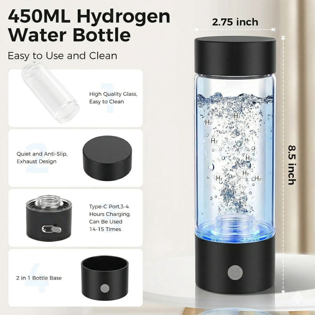 12000PPB Hydrogen Water Bottle Generator SPE PEM Portable USB Rechargeable Hydrogen Water Maker Health Gift Box