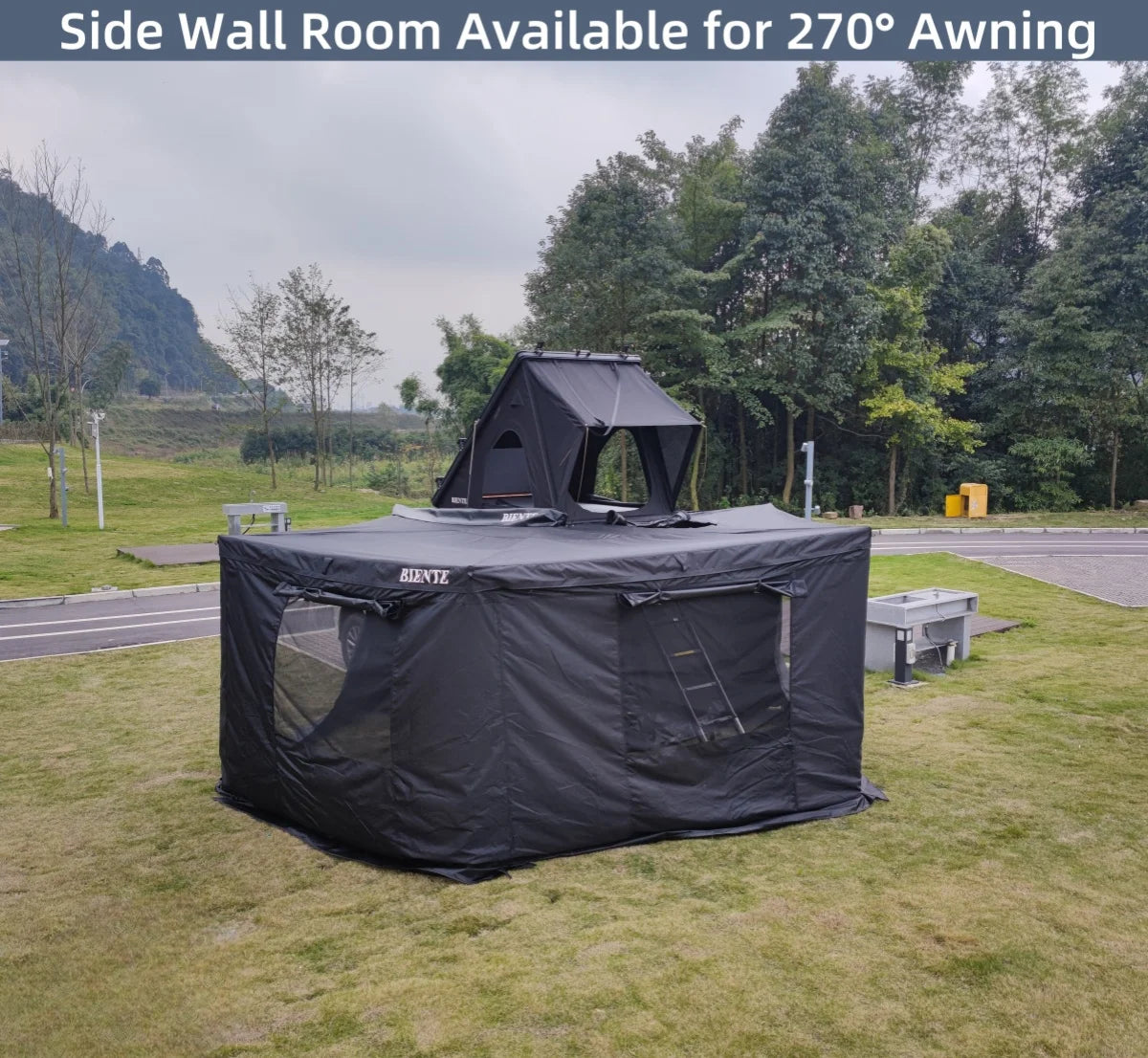 4x4x270cm Hard Shell Roof Top Tent, Waterproof Aluminum Rooftop Tent for Outdoor Camping