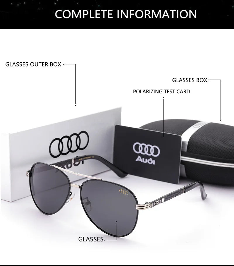 For audi High end luxury men driving polarized sunglasses, brand luxury design anti glare, men women Driver goggles gentlemanly
