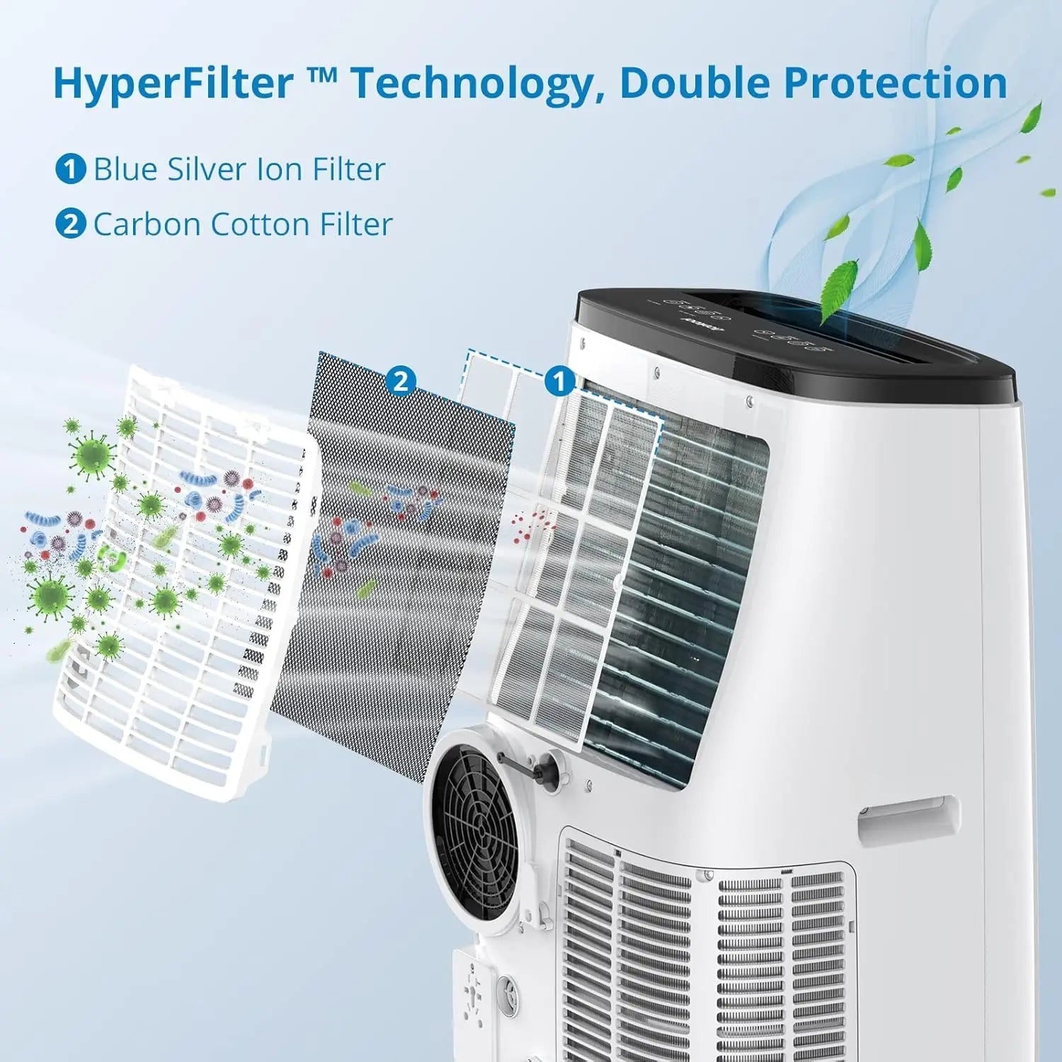 Climatiseur portable 14000 BTU, unité de climatisation 3 en 1 avec ventilateur, déshumidificateur et silencieux 48 dB, télécommande, rafraîchit jusqu'à 70 m², minuterie 24h, kits de fenêtre inclus pour chambre, bureau et dortoir