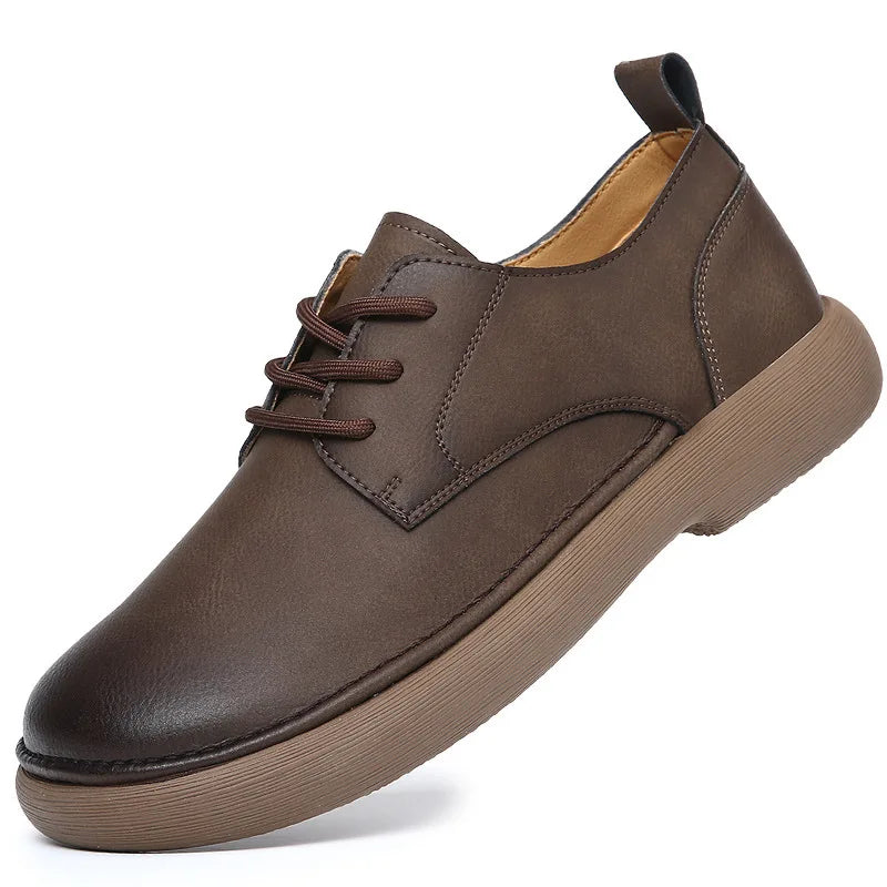 Men's Shoes 2026 Spring New Wide Head Genuine Leather Men's Shoes Breathable Trendy Retro Casual Leather Shoes Men