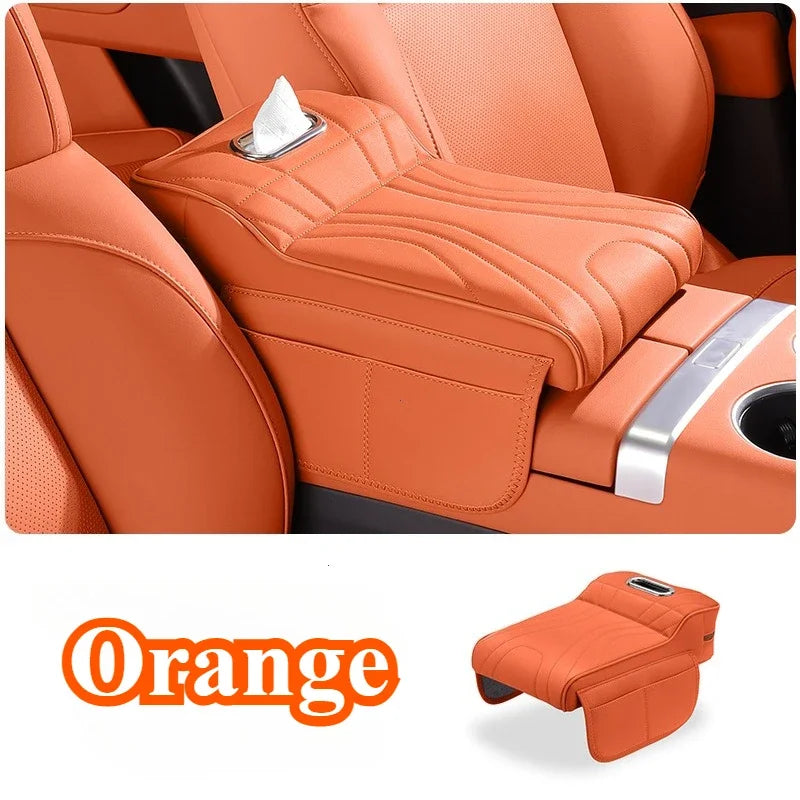 For jaecoo j7 JETOUR T2 Haval H9 2rd 2024 2025 Car Armrest Box Height Increase Pad with Storage Bag Car Leather Protective Cover