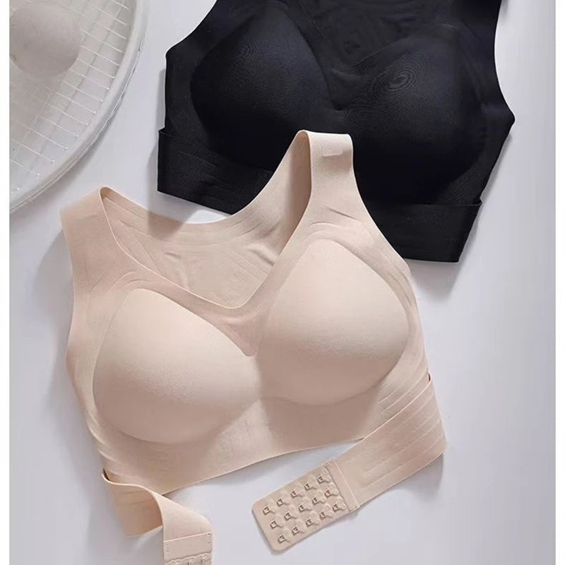 Seamless One-piece Shaping And Posture Correction Women's Underwear Adjustable Push-up Sports Front Button Bra