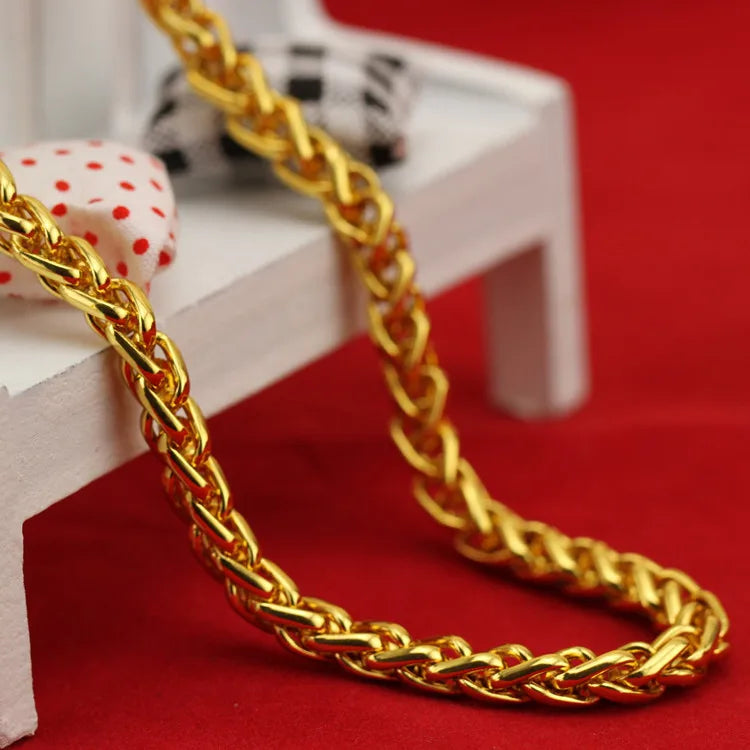24K Yellow Gold Plated Dragon Head Rope Necklace For Men Vietnamese Gold Neck Chain Necklace Wedding Engagement Fine Jewelry