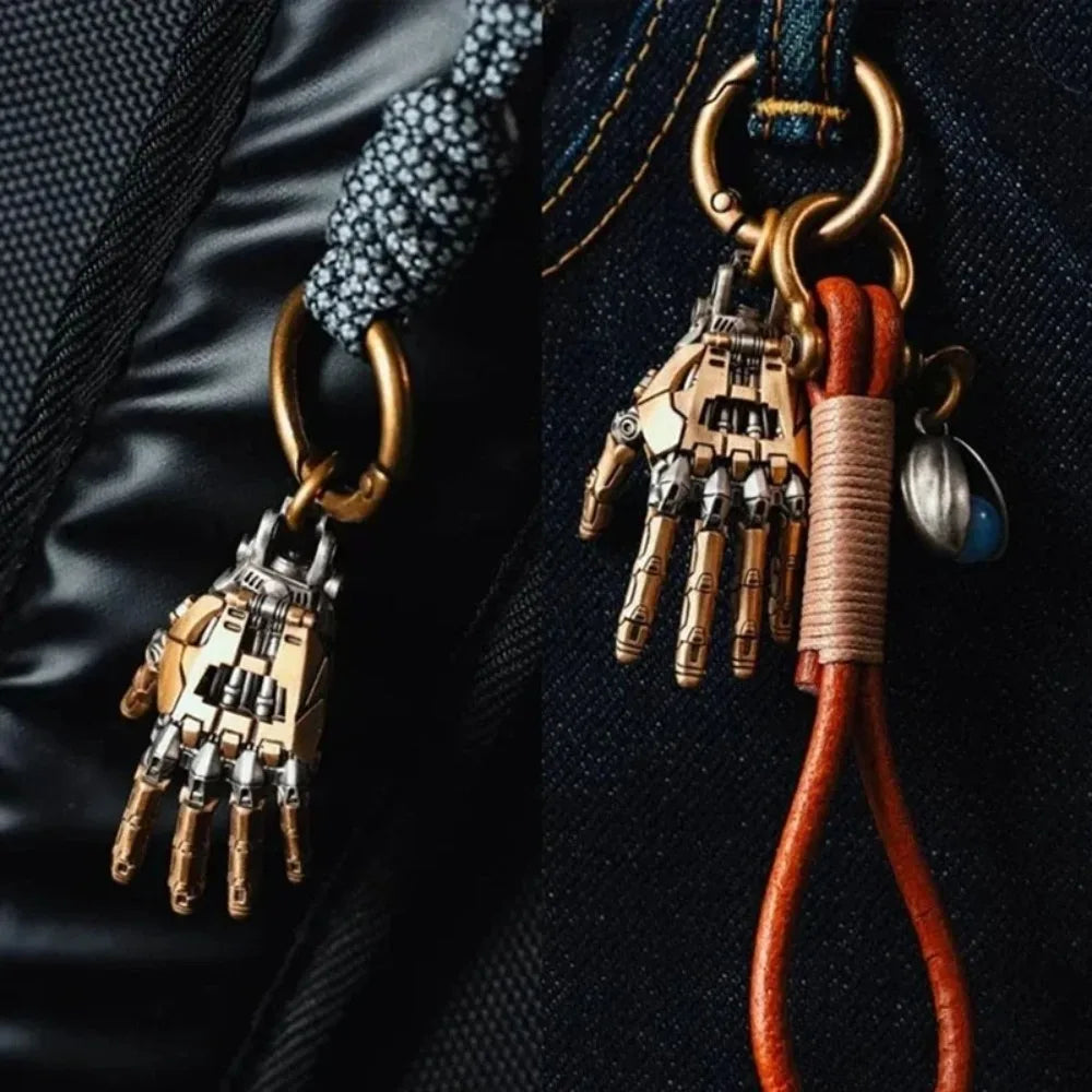 Robot Hand With Movable Fingers Mechanical Bionic Hand Pendant Car Interior Hanging Ornament EDC Charm Display Decoration