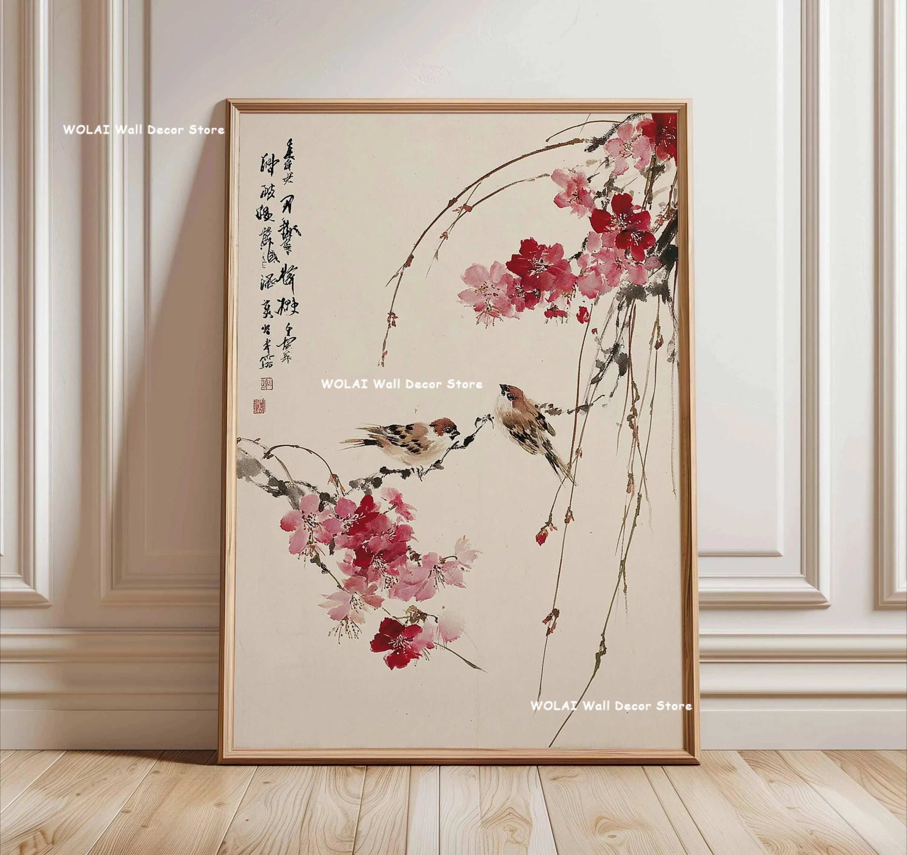Retro Japanese Forest & Koi Fish Zen Water Painting Canvas Poster Abstract Sun Waves Wall Art Printing for Peaceful Home Decor
