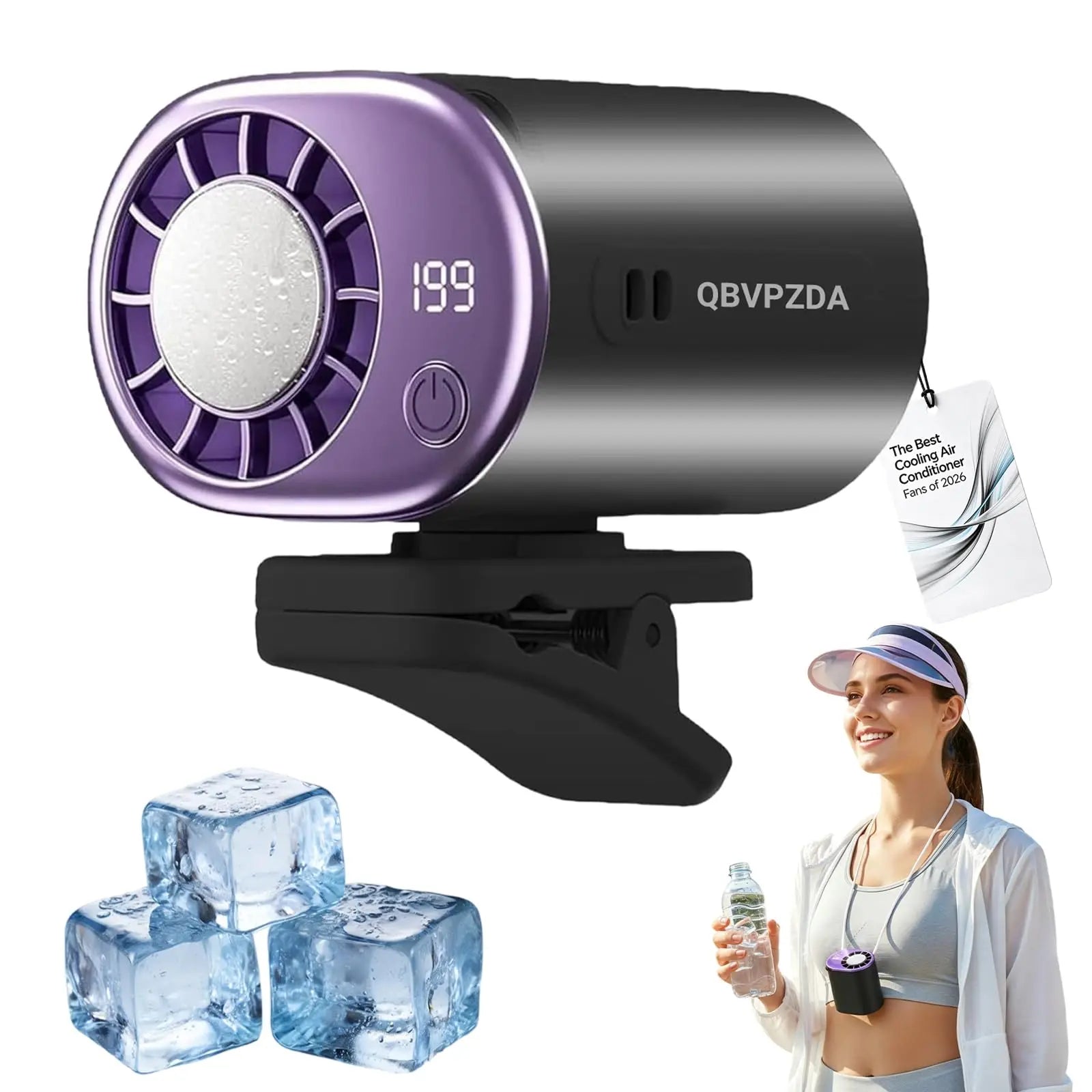 2026 Personal Portable Car Clip-On Air Conditioner Fan With 360° Rotation 199 Speeds Adjustable USB Rechargeable LED Display For