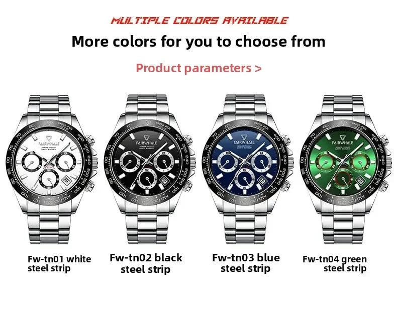 Fashion Men's Sport Quartz Watch | Luminous Chronograph 3-Eye Business Relogio Masculino | Waterproof Casual Wristwatch
