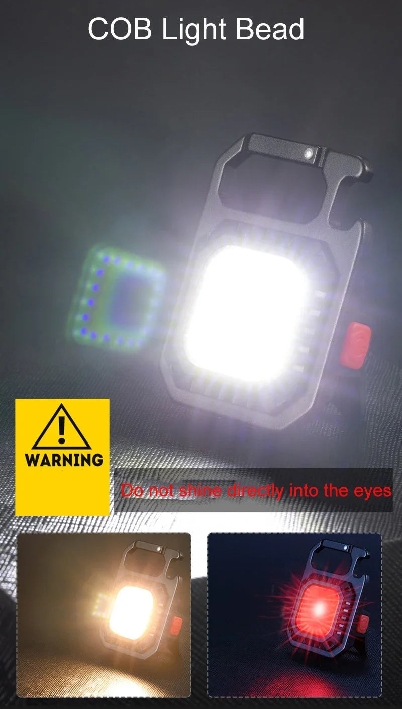 Mini LED Flashlight Magnetic COB Outdoor Camping Pocket Work Light 800 Lumens USB Rechargeable 7 Modes Spotlights