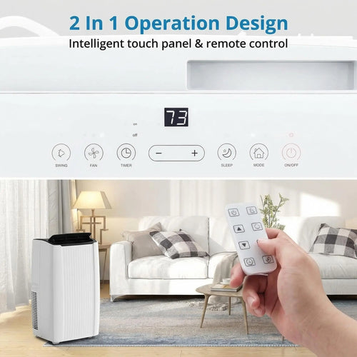 Climatiseur portable 14000 BTU, unité de climatisation 3 en 1 avec ventilateur, déshumidificateur et silencieux 48 dB, télécommande, rafraîchit jusqu'à 70 m², minuterie 24h, kits de fenêtre inclus pour chambre, bureau et dortoir