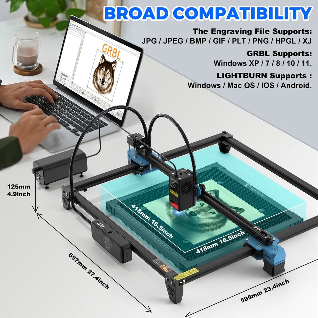 Twotrees TTS-20 Pro Metal Laser Engraving Machine WiFi Offline Control 20W Blue Light CNC Cutting Machine Laser Marking Machine