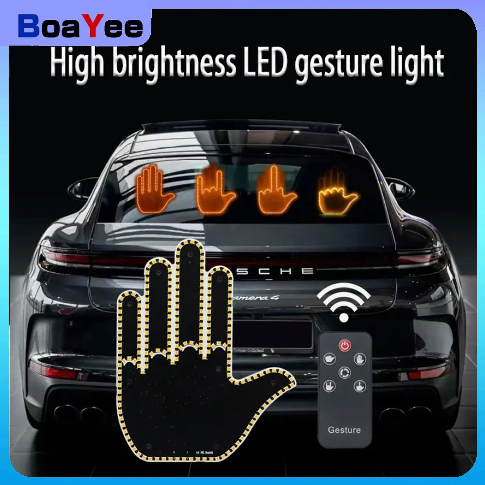Car Finger Light With Remote Control Cool Funny Remote Control Led Lighting Road Rage Middle Finger Gesture Palm Light Accessory