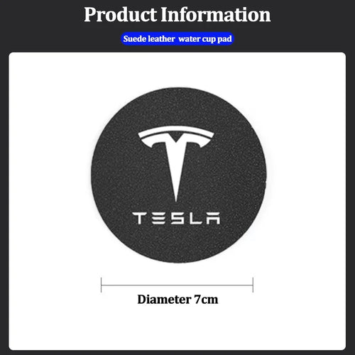 2Pcs Car Coaster Suede Mat Water Cup Anti-slip Pad Auto Interior For Tesla Model 3 Highland 2023 Model S Model X Model Y