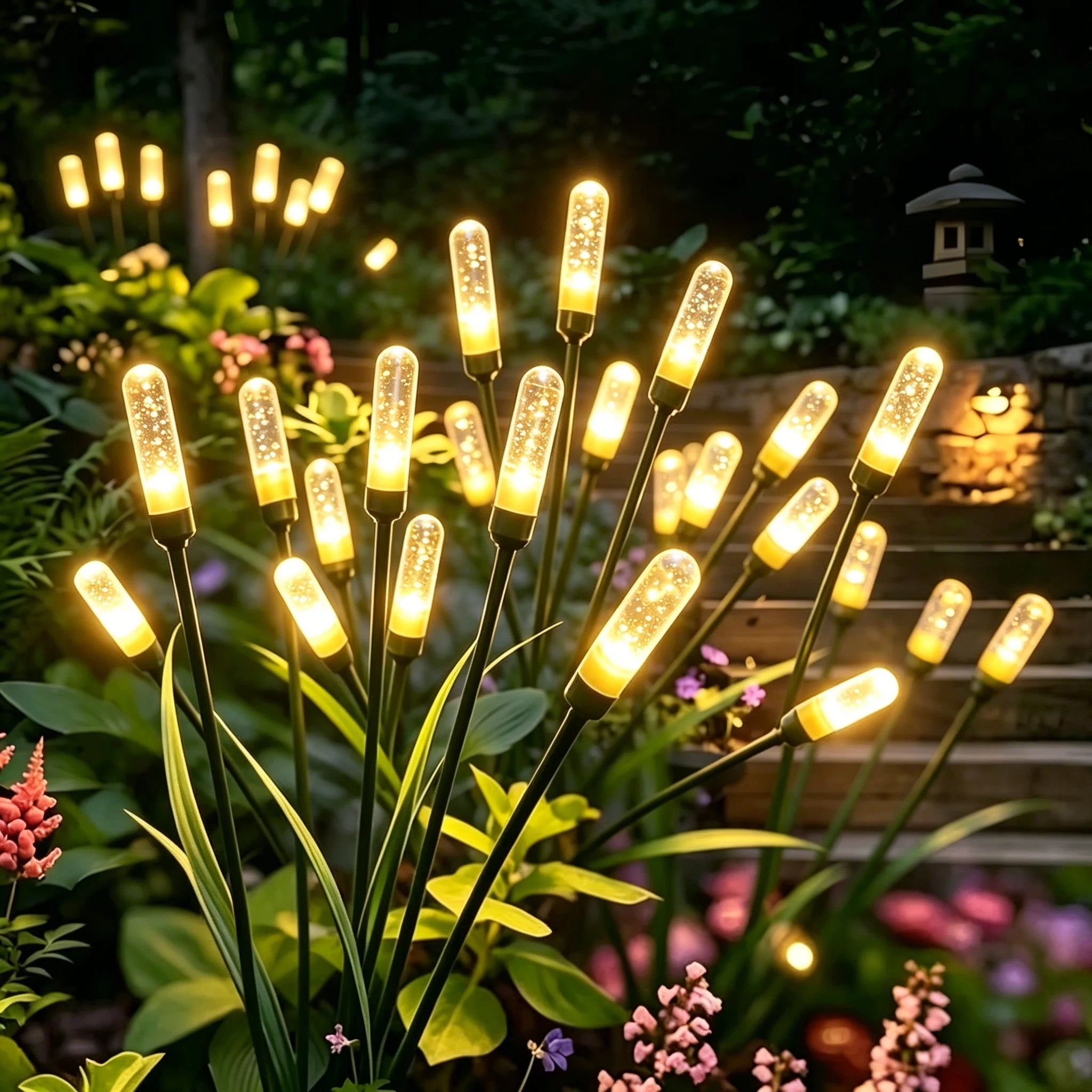 Outdoor Solar Firefly Reed Lights 6LED Swing Lamp Waterproof Pathway Lawn Street Garden Decoration Landscape Lighting