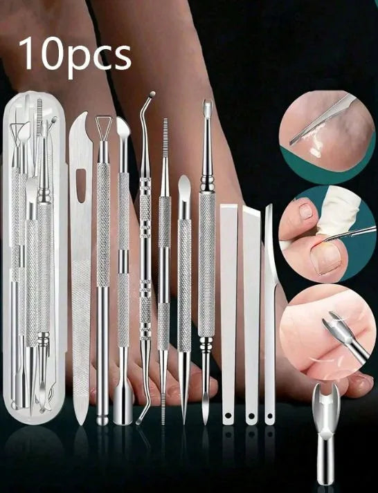 6/10/12/17pcs Stainless Steel Pedicure Tool  Professional Manicure Knife for Dead Skin Callus Removal Foot Care Kit Home Travel