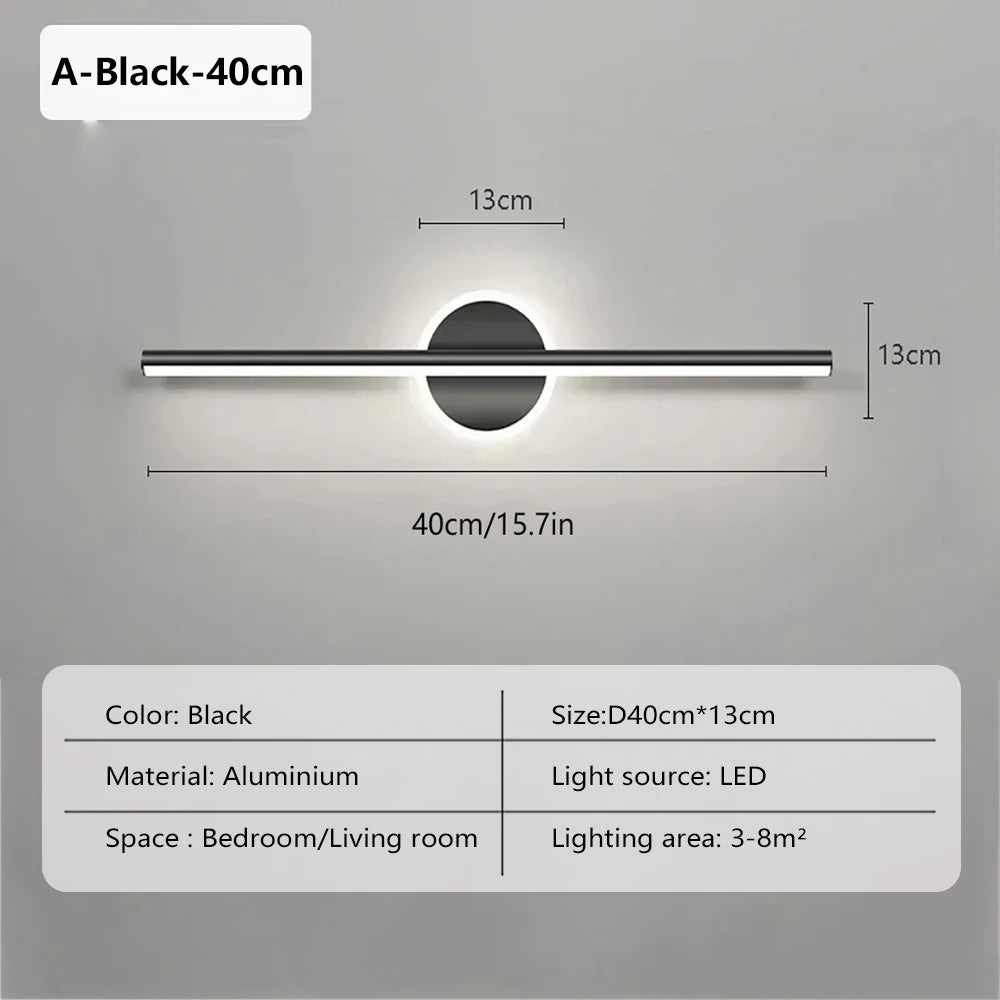 Modern LED Wall Lamp Minimalist Lines Texture Metallic Black Gold For Bedroom Vanity Lighting Bathroom Mirrors Hallways Entryway