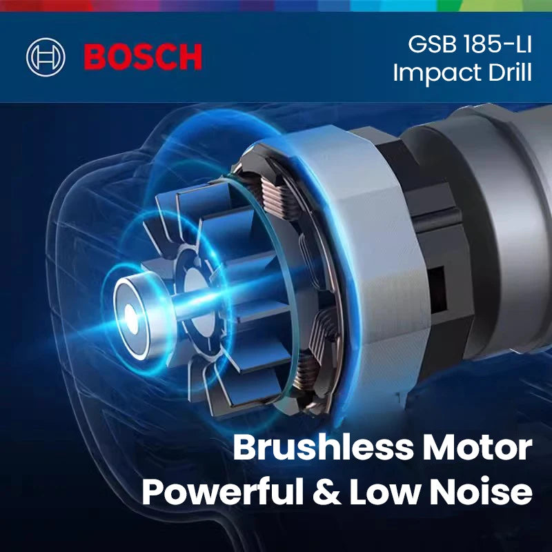 Brushless Impact Drill BOSCH GSB185LI Professional Electric Screwdriver Drill 18V Li-ion Cordless Variable Speed Electric Drill