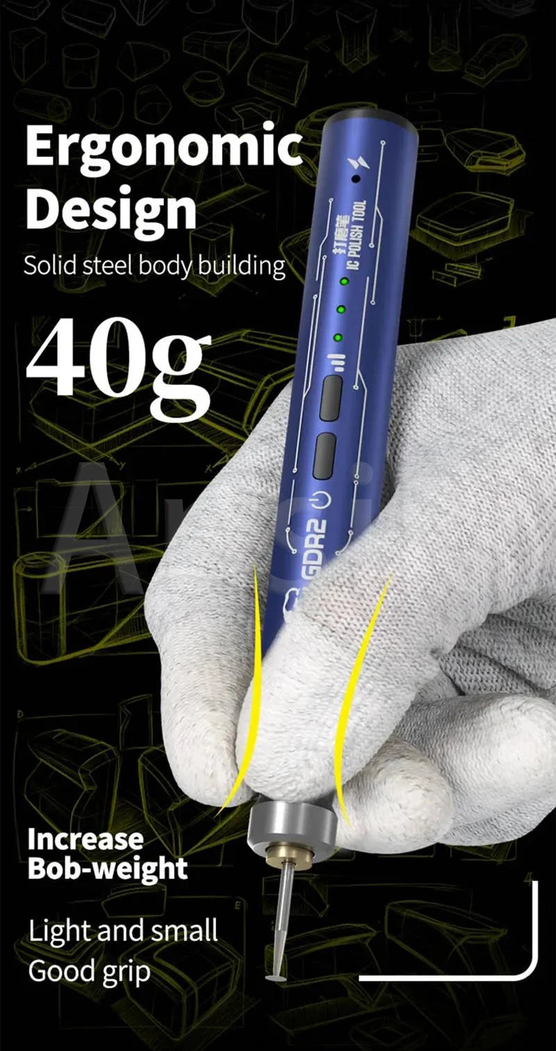 MECHANIC GDR2 Electric Polishing Pen 9pcs Diamond Grinding Heads for IC Chip Grinding PCB Cutting Phone Repair Tools