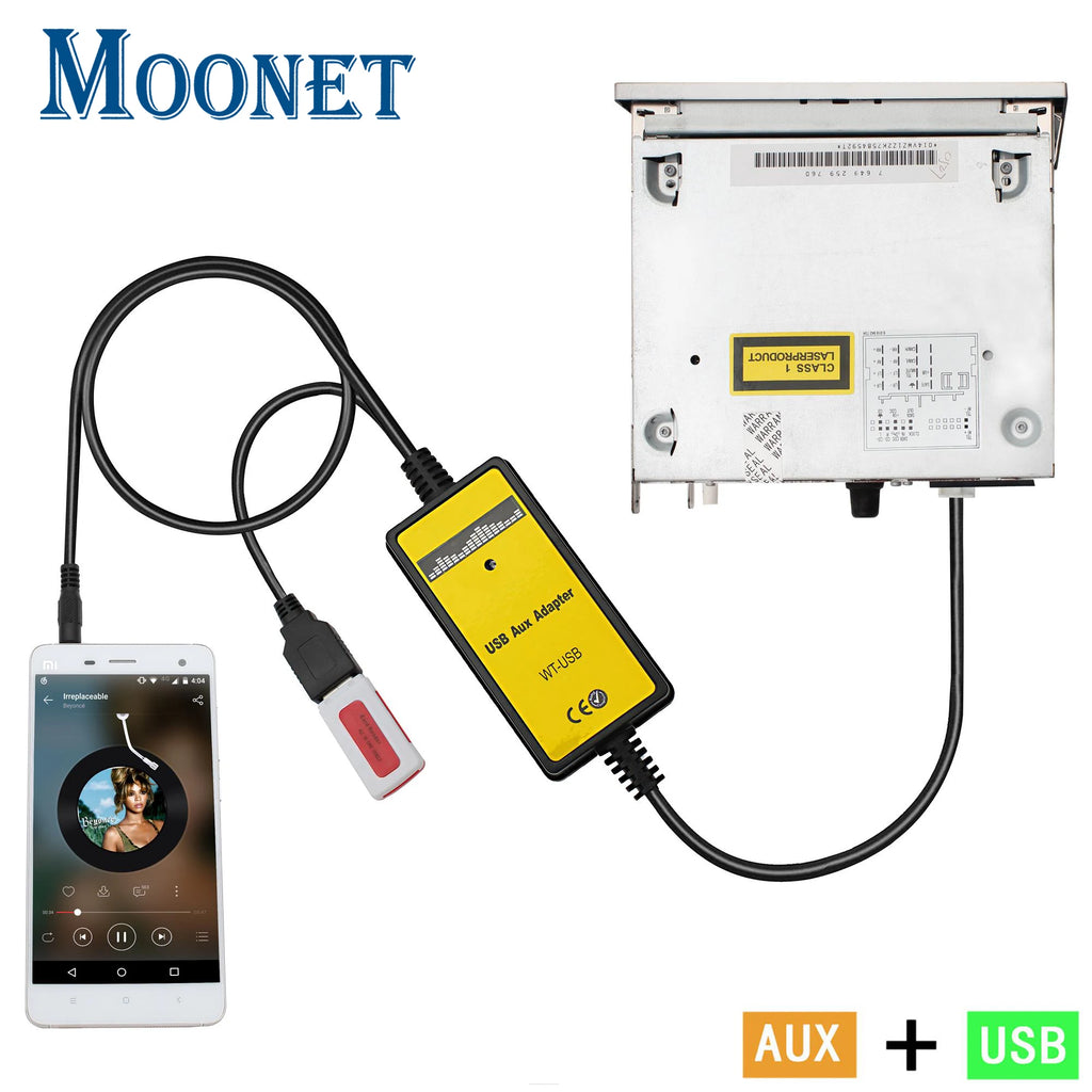 Moonet Car Audio USB AUX Adapter Auxiliary CD Changer for Audi Skoda Volkswagen Tiguan Touran T5 Golf Passat