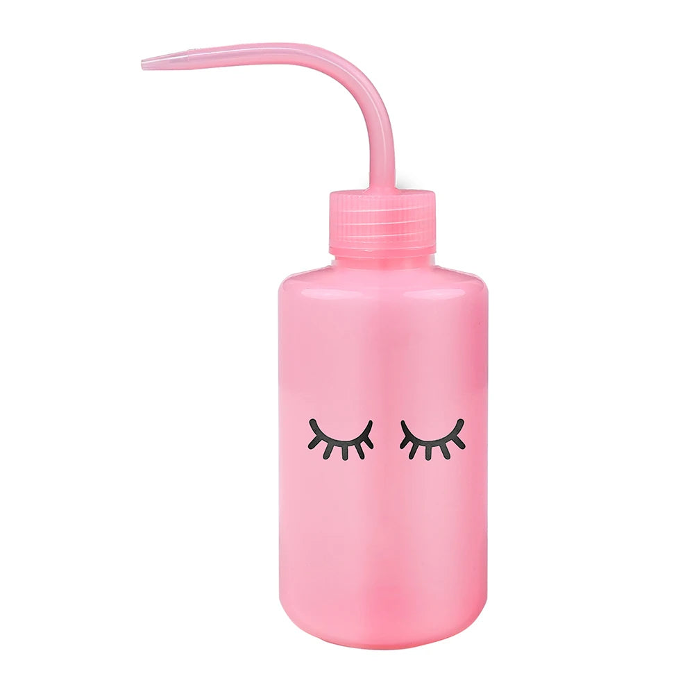 1PCS Plastic Eyelash Cleaning Bottle with Elbow Brush Water Squeeze Dropper for Lash Bath and Primer Application