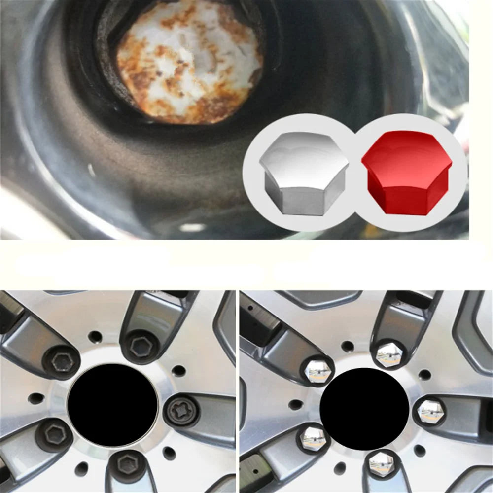 20Pcs Car Wheel Nut Caps Hub Screw Cover 17mm for Mercedes Benz W203 W210 W211 W124 W202 W204 W212 W176 AMG