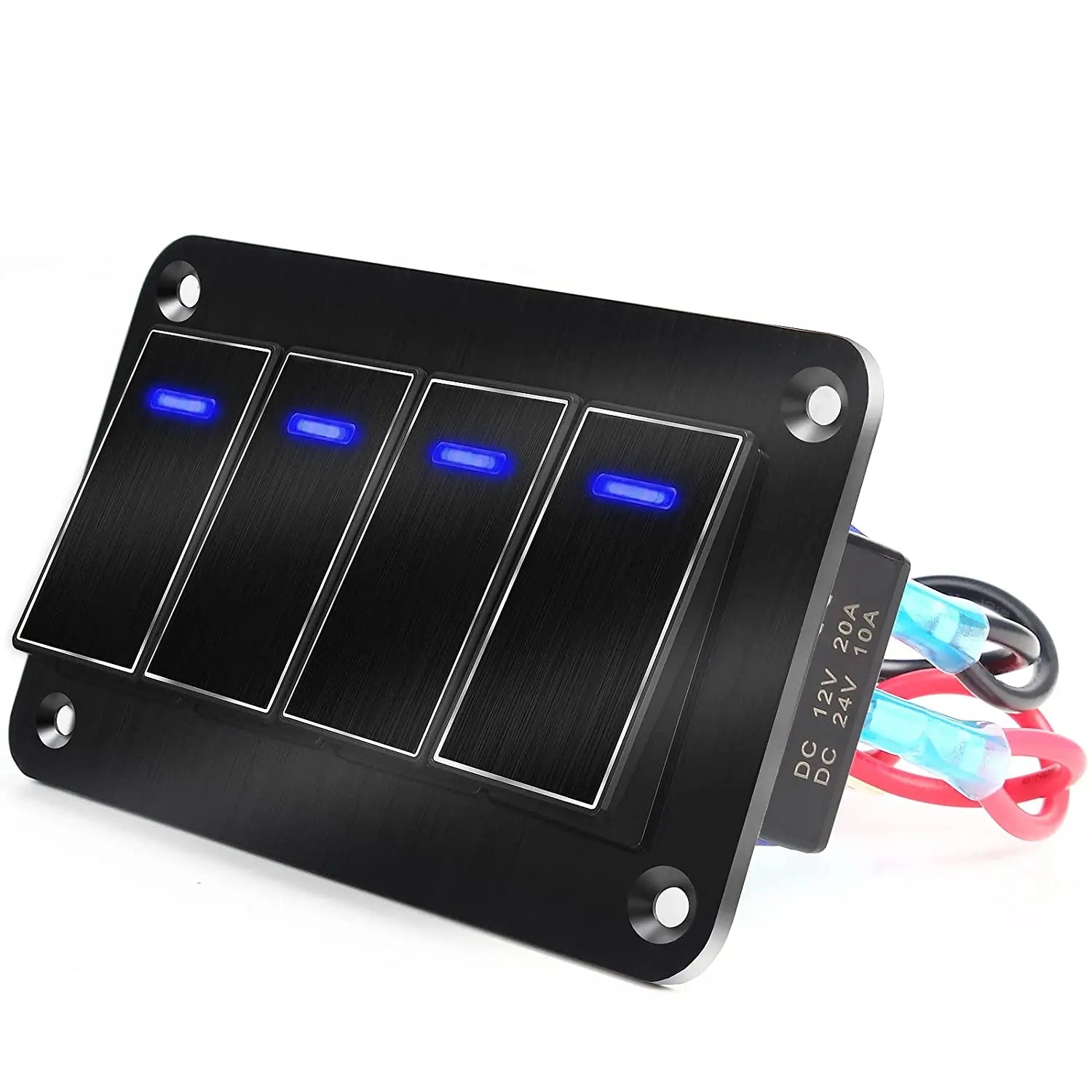 Durable metal 2-8Gang rocker switch panel with LED light, waterproof and overload protection for car card, vehicle and vessel