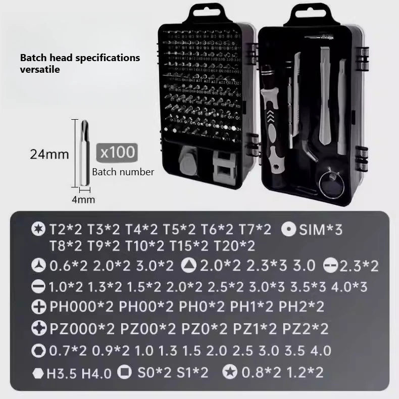 115-In-1 screwdriver set, strong magnetic and high hardness plum blossom disassembly machine, precision batch maintenance tool