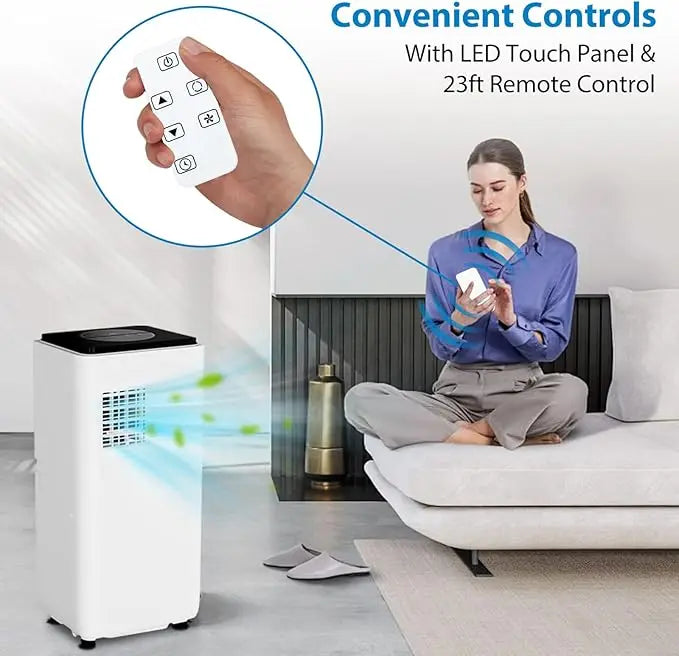 Climatiseurs portables 10 000 BTU avec télécommande, unité de climatisation intégrée avec modes froid, sec, ventilateur, jusqu'à 42 m² pour chambre, dortoir