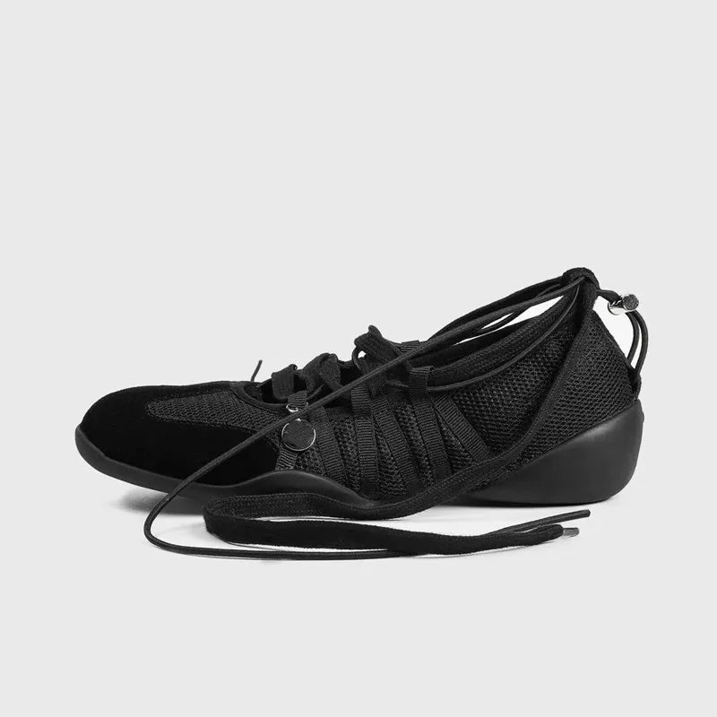 Ins style Fashion Air Mesh Cross-tied Women Ballet Sneakers Comfortable Soft Sole Sports Walking Loafers Casual Flats Shoes