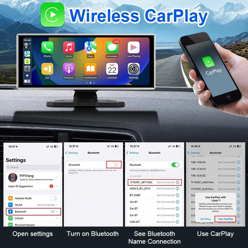 Srnubi 11.26" Dash Cam Rearview Carplay Android Auto 4K DVR Navigation Player Dual Lens Recorder Dashboard WIFI BT AUX GPS FM