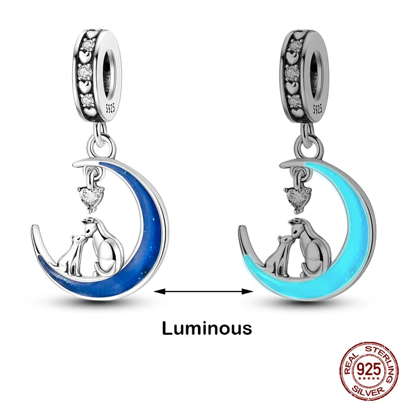Hot Sale 925 Silver Glow in the dark Firefly Honeybee Star Charms Beads Fit Qikaola 925 Original Bracelets Fine DIY Jewelry Gift