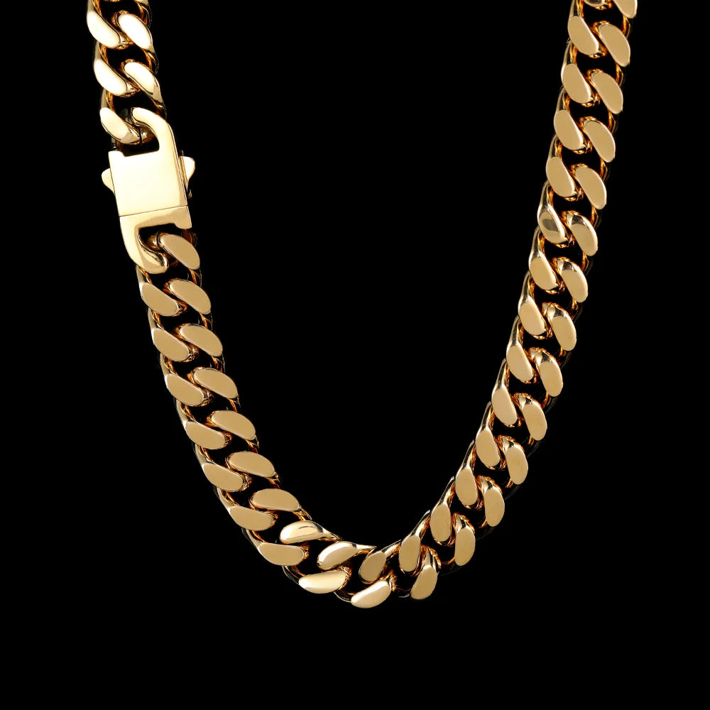 Wholesale Hip Hop Jewelry Stainless Steel Men Flat 4 Side Curb Cuban Link Chain Necklace For Men Drop Shipping