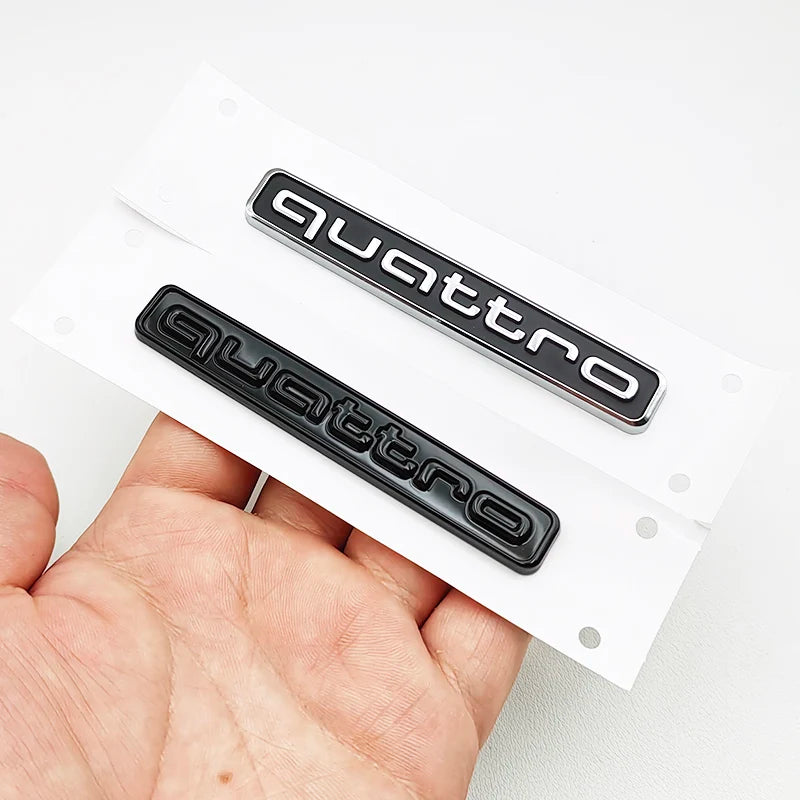 3D ABS Black Logo Quattro Emblem Car Rear Trunk Badge Decal For Audi A1 A2 A3 A4 A5 A6 A7 Q2 Q3 Q5 Q7 Quattro Sticker Accessorie
