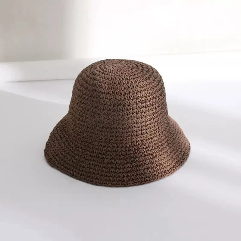 Beach Korean Straw Hat Summer Women Visor Bucket Hat Fisherman Hat Hand weaving Panama Girl Fishing Chapeau Sun Hats tool