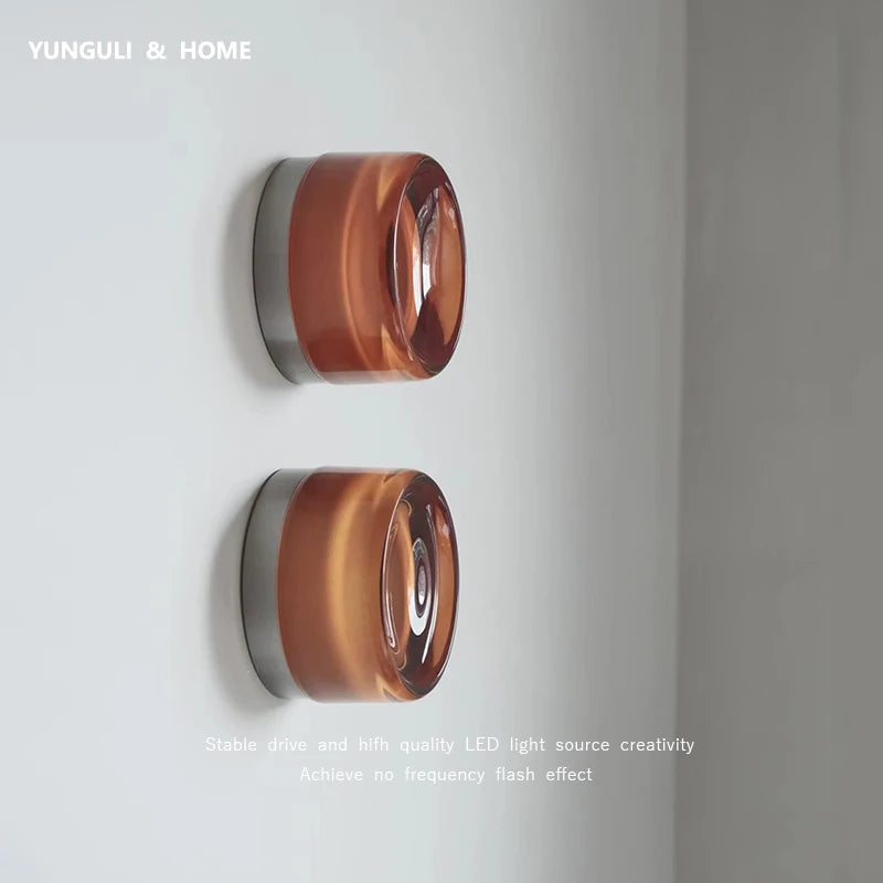 IWHD Round Glass LED Wall Lamp Sconce 4 Colors Bedroom Living Room Waterproof Stair Bathroom Mirror Light Modern Wandlamp