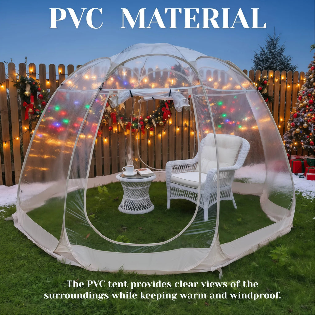 Large Instant Pop-Up Bubble Tent, Weatherproof Outdoor Igloo Screen House, Oversize Camping Pod, Patio Cold Protection