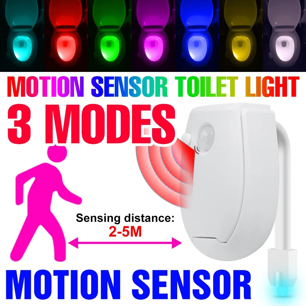 Lampe LED RGB pour cuvette de toilettes, capteur de mouvement PIR intelligent, veilleuses alimentées par piles AAA pour toilettes, salle de bain, rétroéclairage de siège de toilettes