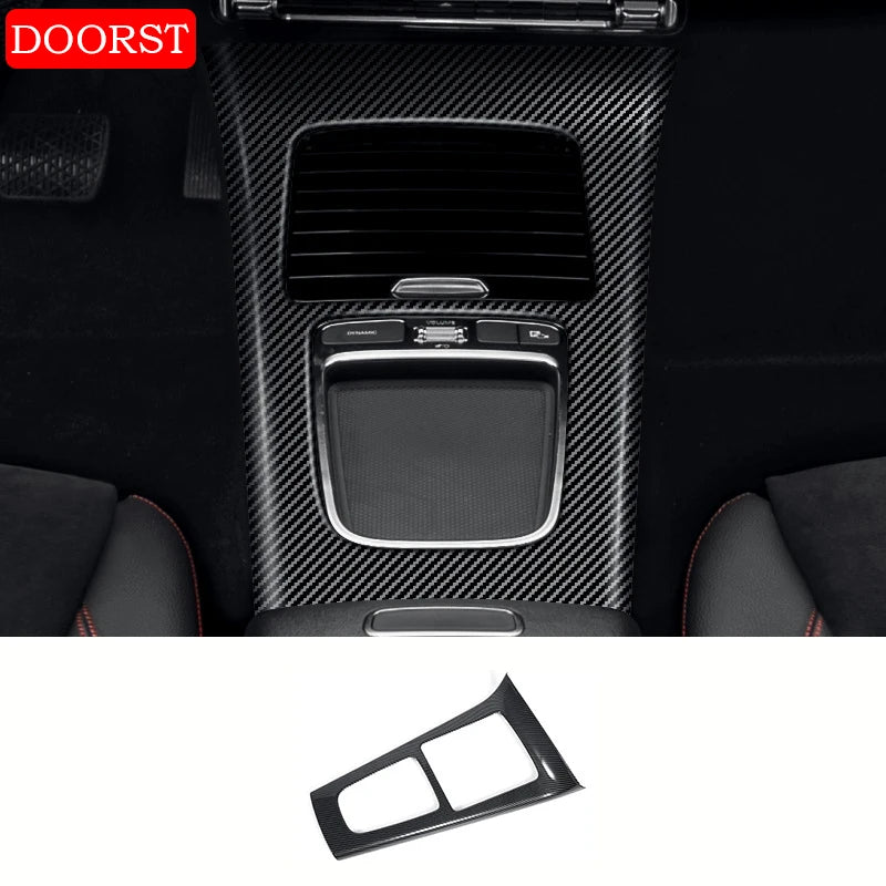 Car Center Console Leather Style Panel Cover Trim Panel Frame Interior Acccessories For Mercedes Benz A CLA Class W177 C118 AMG
