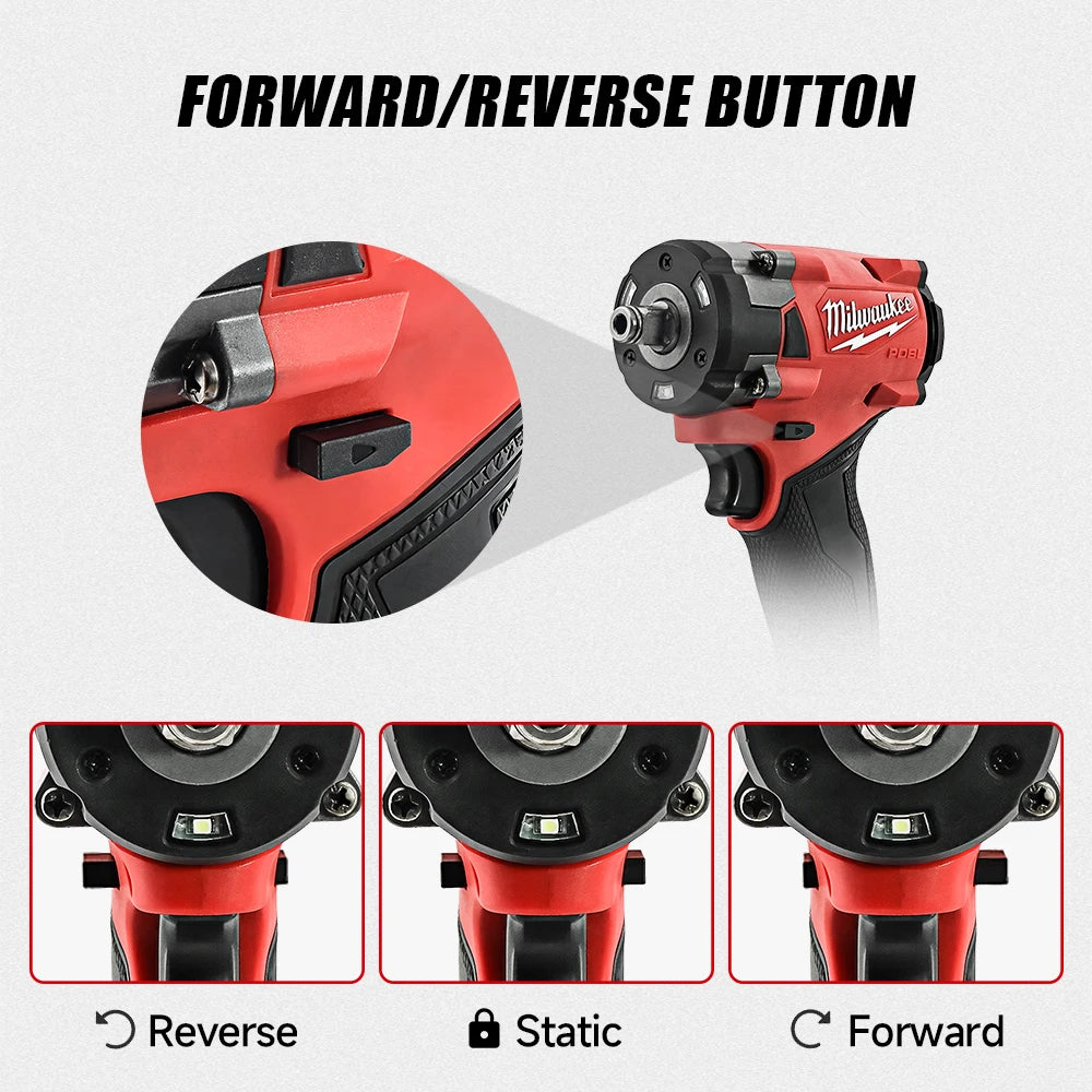 Milwaukee 400N Brushless Cordless 1/2 Electric Wrench Car Truck Repair Screwdriver Impact Drill Rechargable For 18V Battery Tool