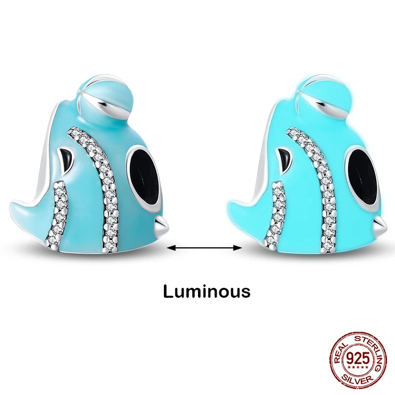 Hot Sale 925 Silver Glow in the dark Firefly Honeybee Star Charms Beads Fit Qikaola 925 Original Bracelets Fine DIY Jewelry Gift