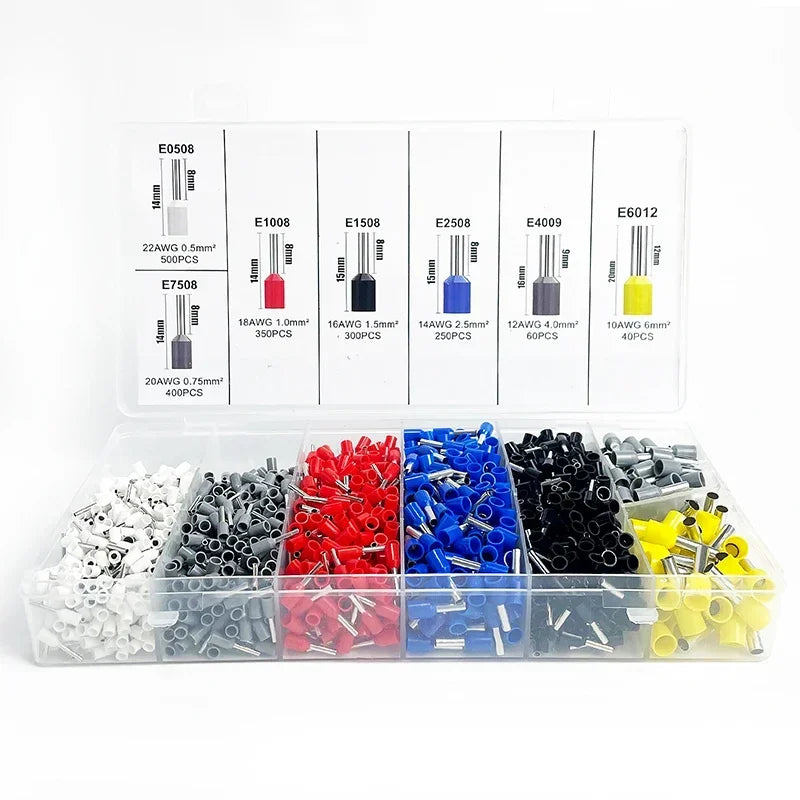 Bulk Copper Crimp Terminals 200-1900Pcs | E1508/E1008 Ring Connectors for Cable Wiring & Auto Repair