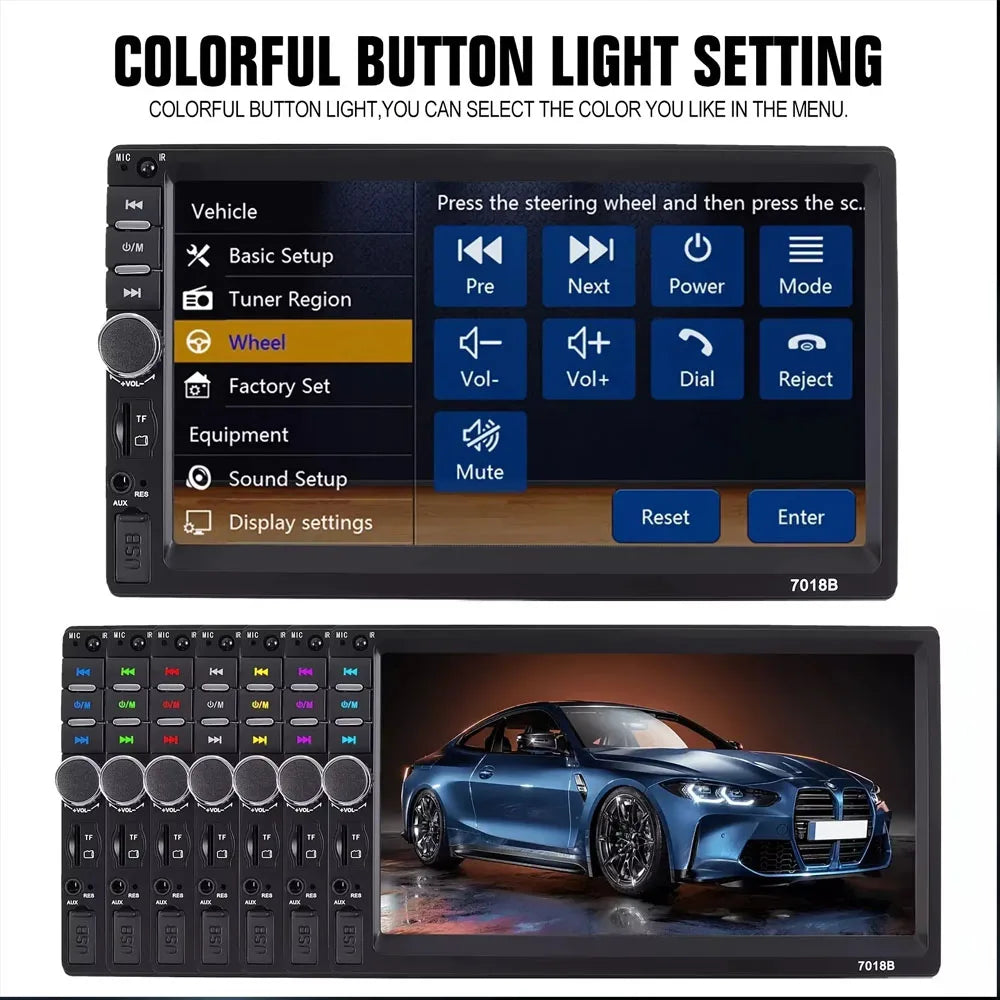 7" HD Touch Screen Car MP5 Radio Bileeko - 2 DIN Universal Bluetooth Handsfree Mirror Link for All Vehicles