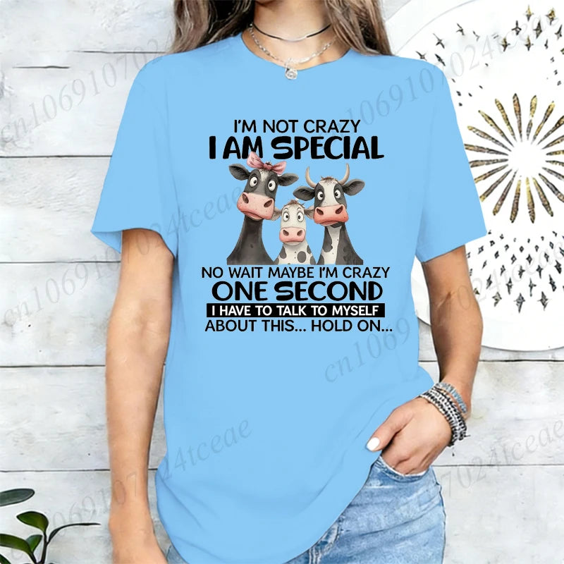 T-shirt Femme "I'm Not Crazy I'm Special" Vêtement Vintage Hip Hop Streetwear Manches Courtes Col Rond T-shirt Décontracté