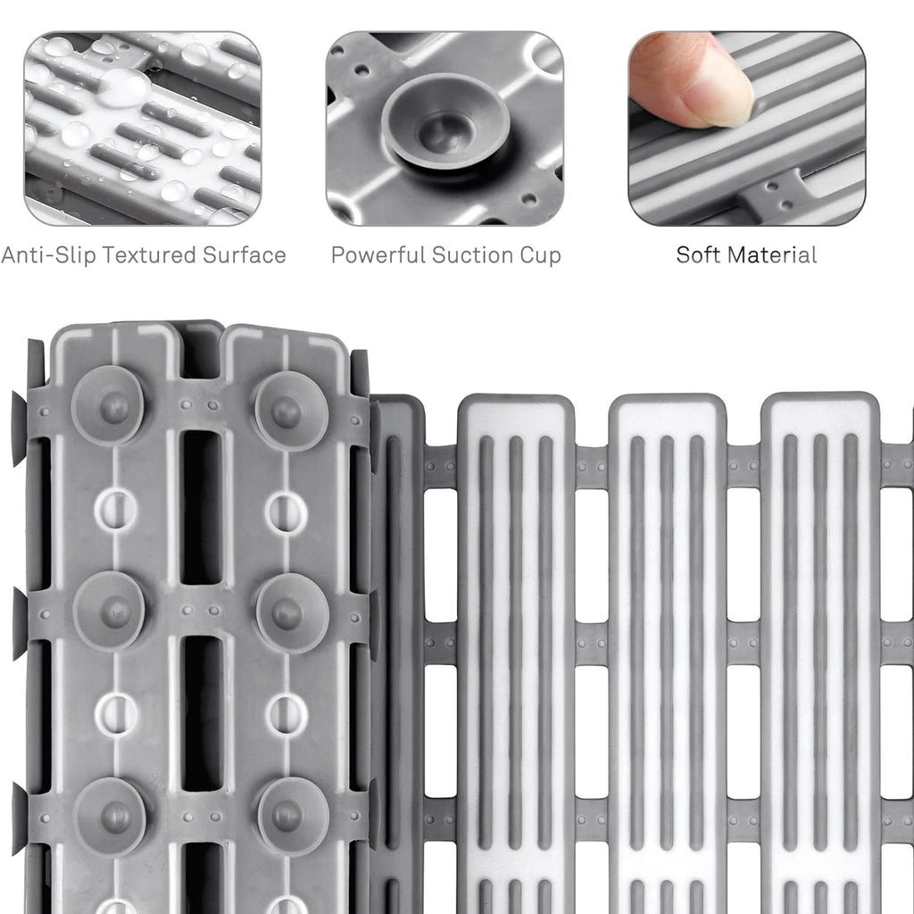Shower Tub Anti Slip Textured Surface Shower Mat with Drain Hole and Large Suction Cups Quick Dry Bathroom Shower Stall Rug