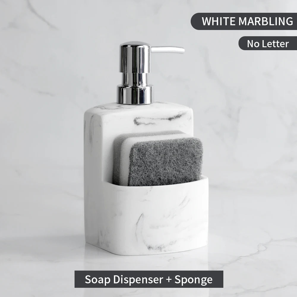 Kitchen Accessories Sink Countertop Liquid Hand Soap Dispenser Pump Bottle Caddy with Storage Compartment Holds Stores Scrubbers